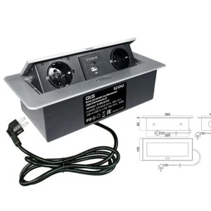 Лючок 2 розетки с USB-разъемами 26.5x11.8x6.8