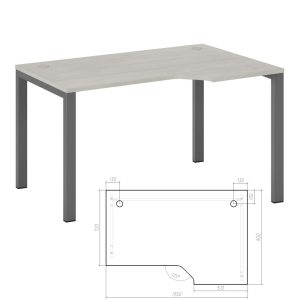 Стол эргономичный правый на металлоопорах  135x90x75